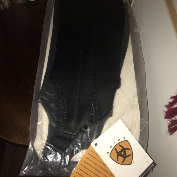 Ariat NWT Black Leather Large Half Chaps Vintage Style Quilted Suede Inner Leg - Picture 1 of 16